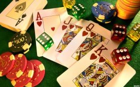 Responsible gaming reminder beside casino style lobby entertainment